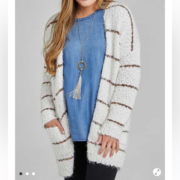 Altar'd State White and Gray Eyelash
Cardigan Sweater - Picture 1 of 3